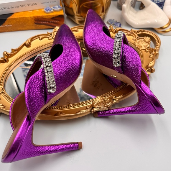 🆕 KURT GEIGER 🧿 NWOT Duke Pointed Toe Embellished Pump Mule - Size 6 - Picture 12 of 16